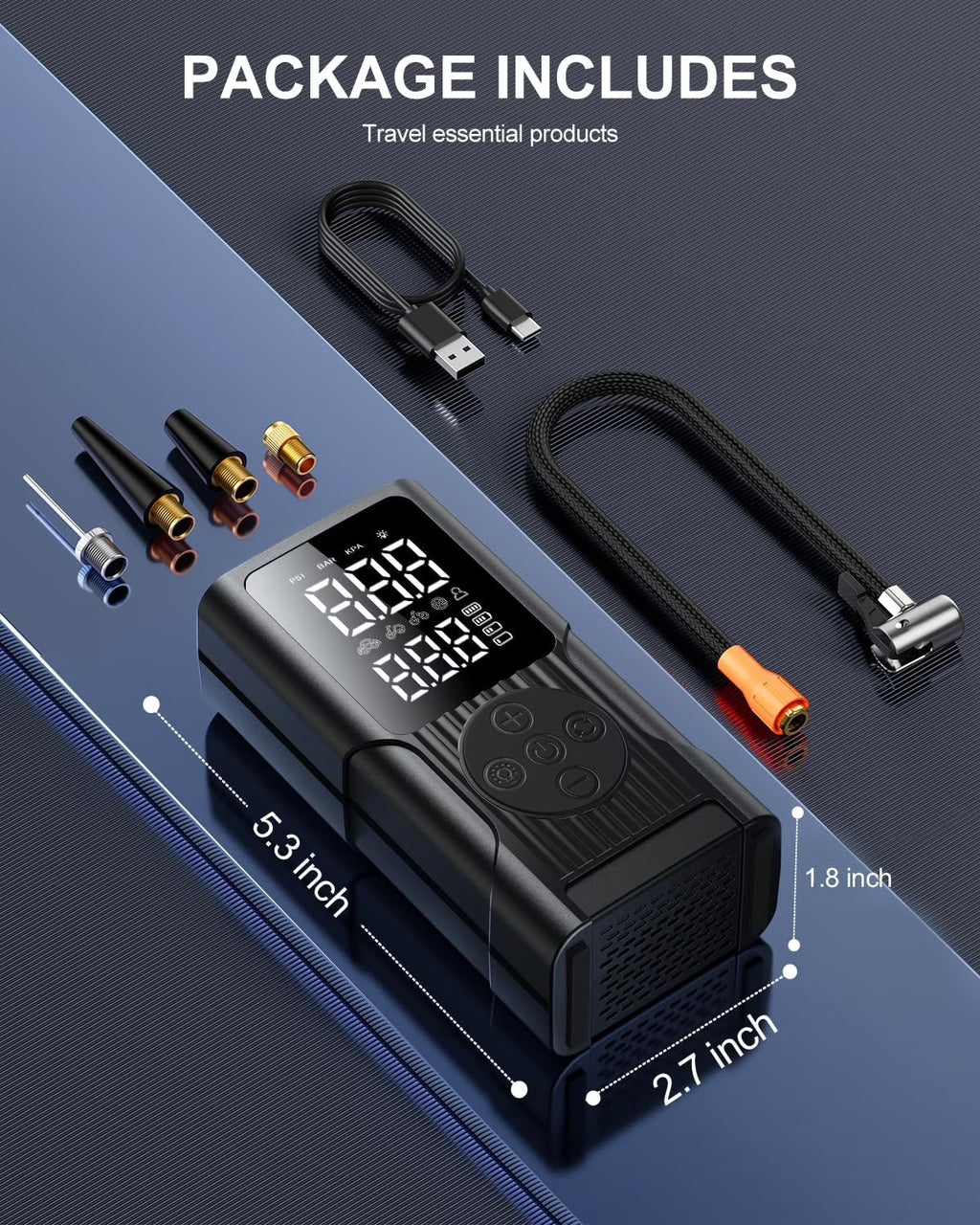 Portable Tire Inflator - 180 PSI Cordless Air Compressor