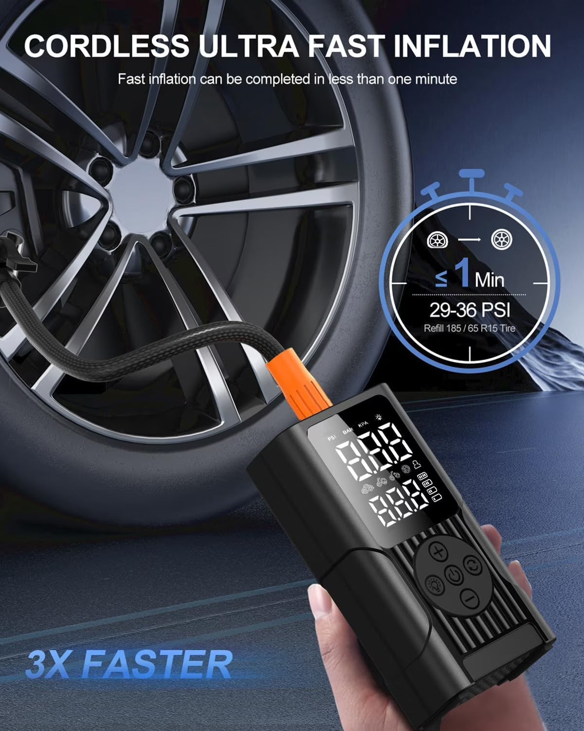 Portable Tire Inflator - 180 PSI Cordless Air Compressor