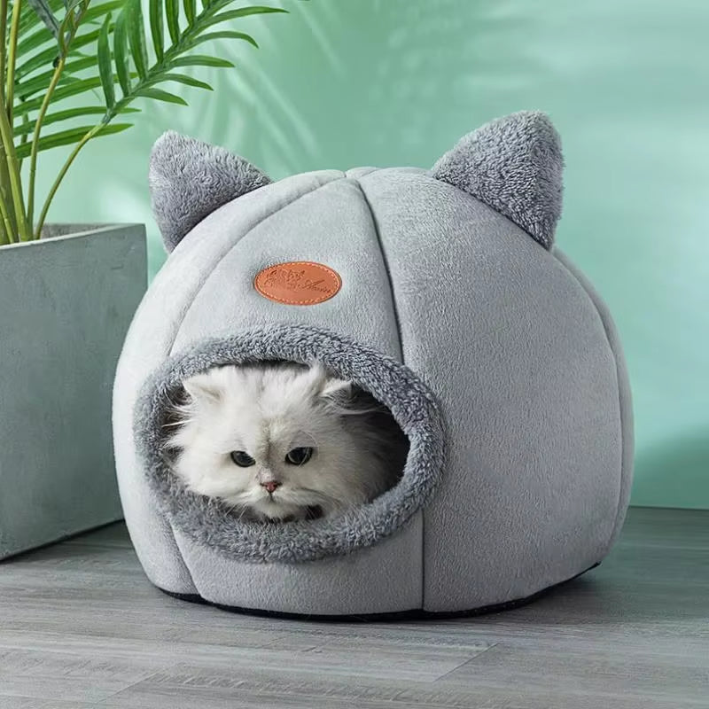 VELDR Cozy Cave Bed side view showing the enclosed dome shape